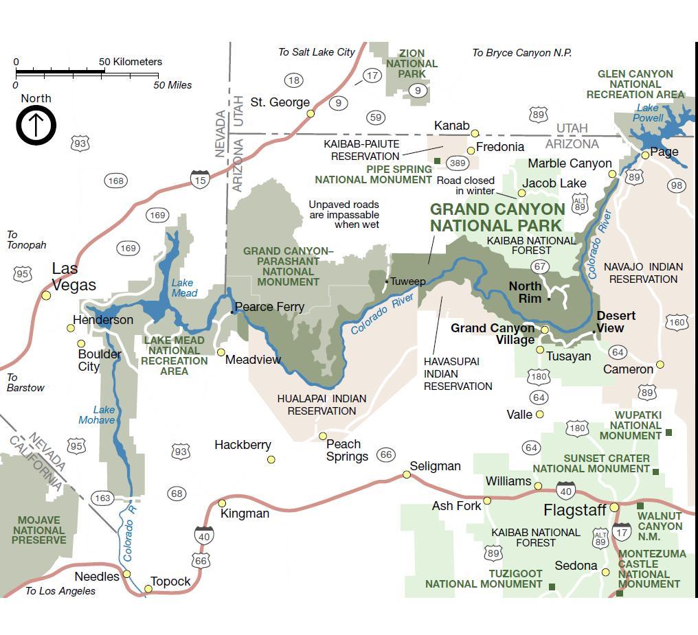 Grand Canyon Map Az Grand Canyon Map Arizona