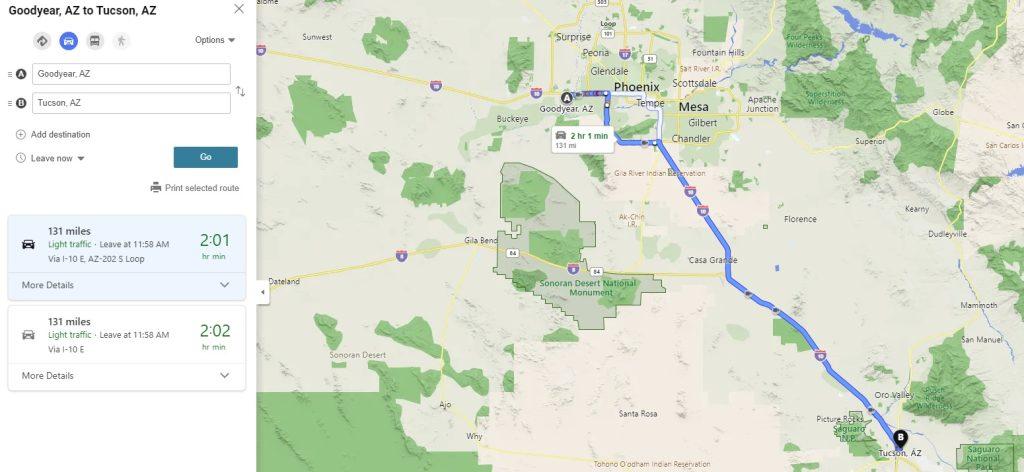Goodyear to tucson az Goodyear to tucson az